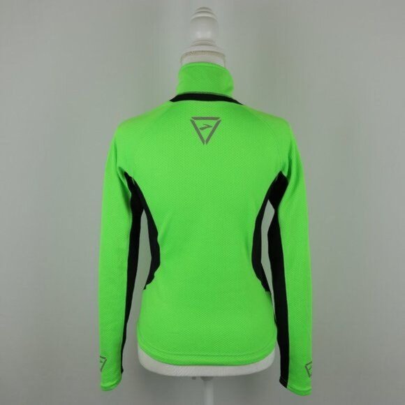 Brooks Women's Small Green & Black High Visibility 1/4 Zip Athletic Pullover - Picture 2 of 8